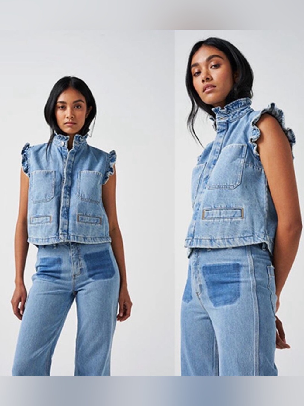 Seventy + Mochi Pablo Waistcoat Blue Denim Vest Top Rodeo Vintage Size: 10